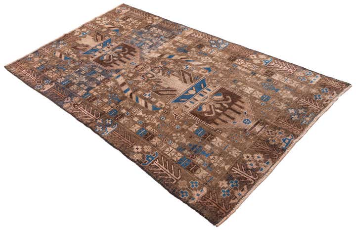 3' 7 x 6' 5 Hand Knotted Ultra Vintage Persian Wool Rug