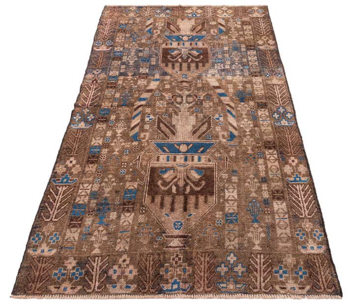 3' 7 x 6' 5 Hand Knotted Ultra Vintage Persian Wool Rug