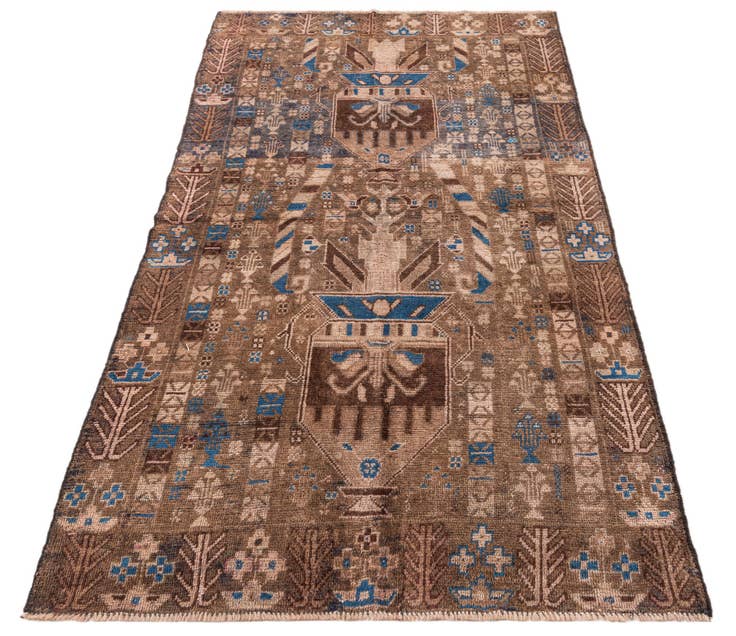 Detail image of 3' 7 x 6' 5 Hand Knotted Ultra Vintage Persian Wool Rug