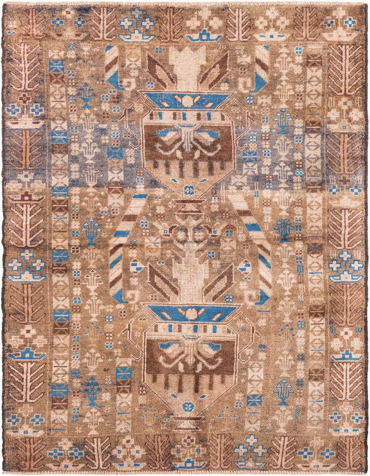 Detail image of 3' 7 x 6' 5 Hand Knotted Ultra Vintage Persian Wool Rug