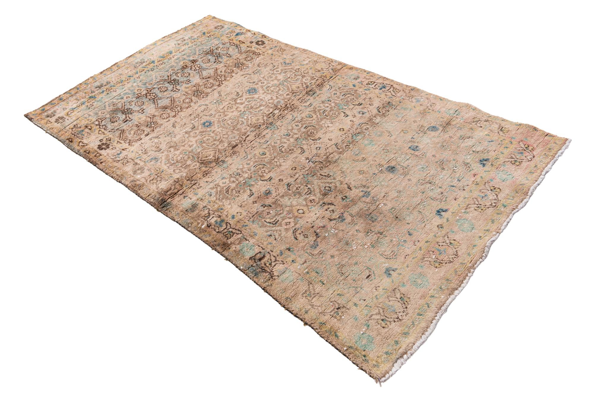 3' 9 x 6' 7 Hand Knotted Ultra Vintage Persian Wool Rug