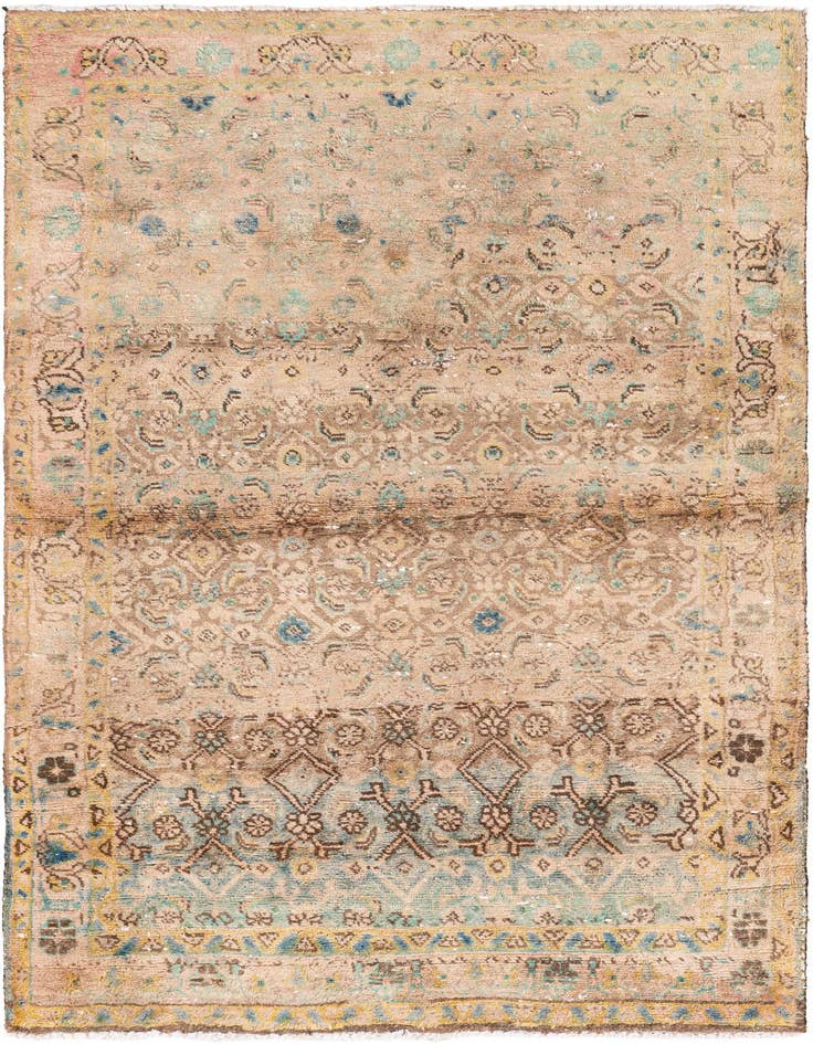 Detail image of 3' 9 x 6' 7 Hand Knotted Ultra Vintage Persian Wool Rug
