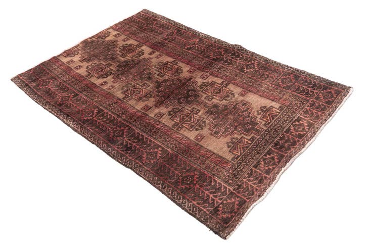 Detail image of 3' 2 x 4' 9 Hand Knotted Ultra Vintage Persian Wool Rug