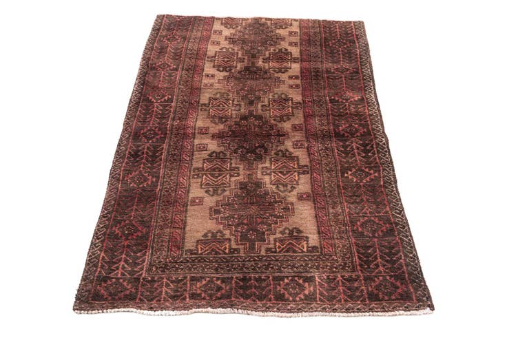 Detail image of 3' 2 x 4' 9 Hand Knotted Ultra Vintage Persian Wool Rug