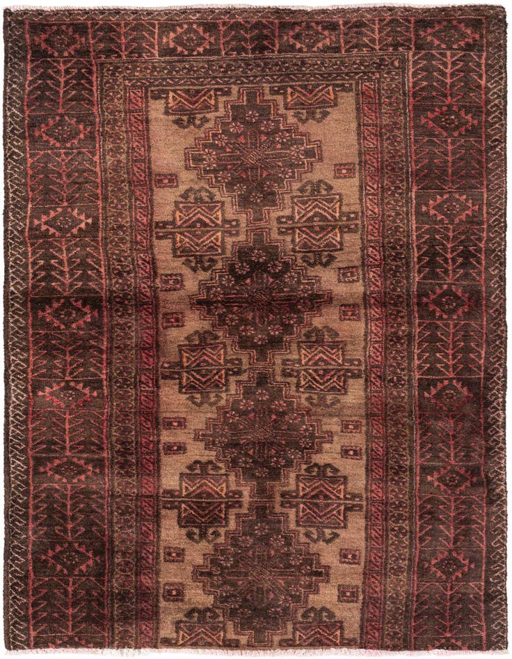 Detail image of 3' 2 x 4' 9 Hand Knotted Ultra Vintage Persian Wool Rug