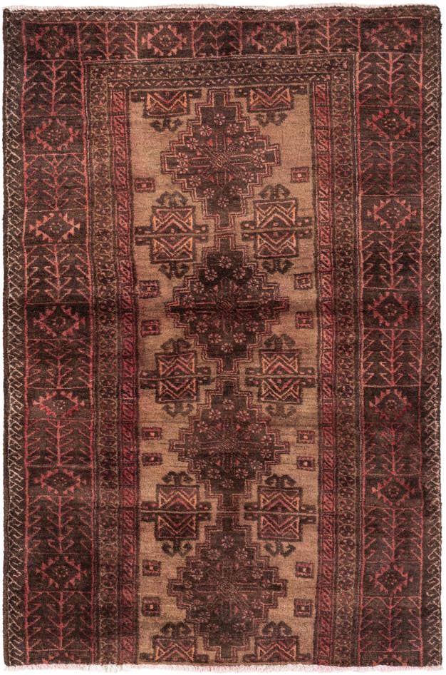 Detail image of 3' 2 x 4' 9 Hand Knotted Ultra Vintage Persian Wool Rug