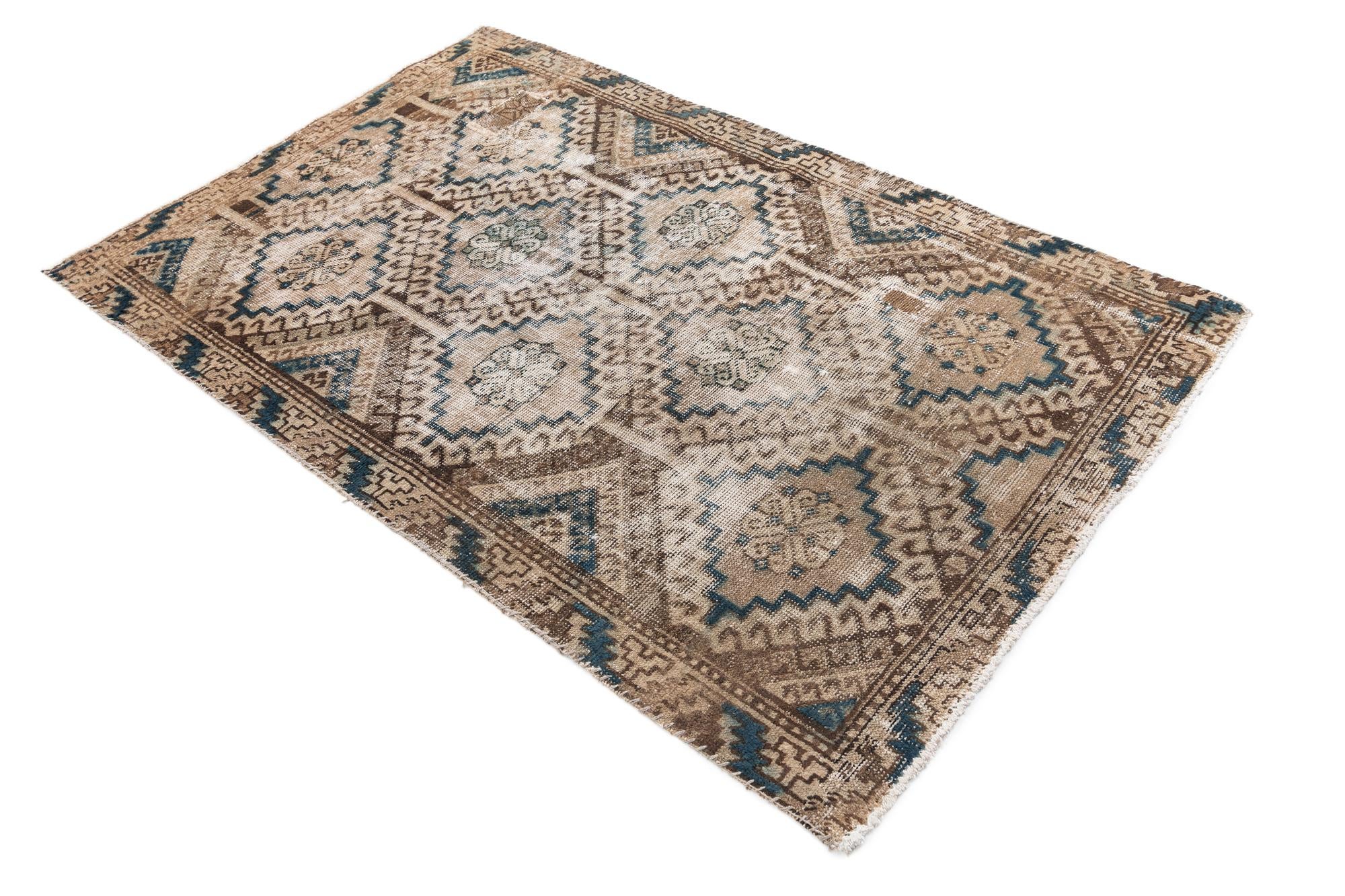 3' 10 x 6' 2 Hand Knotted Ultra Vintage Persian Wool Rug