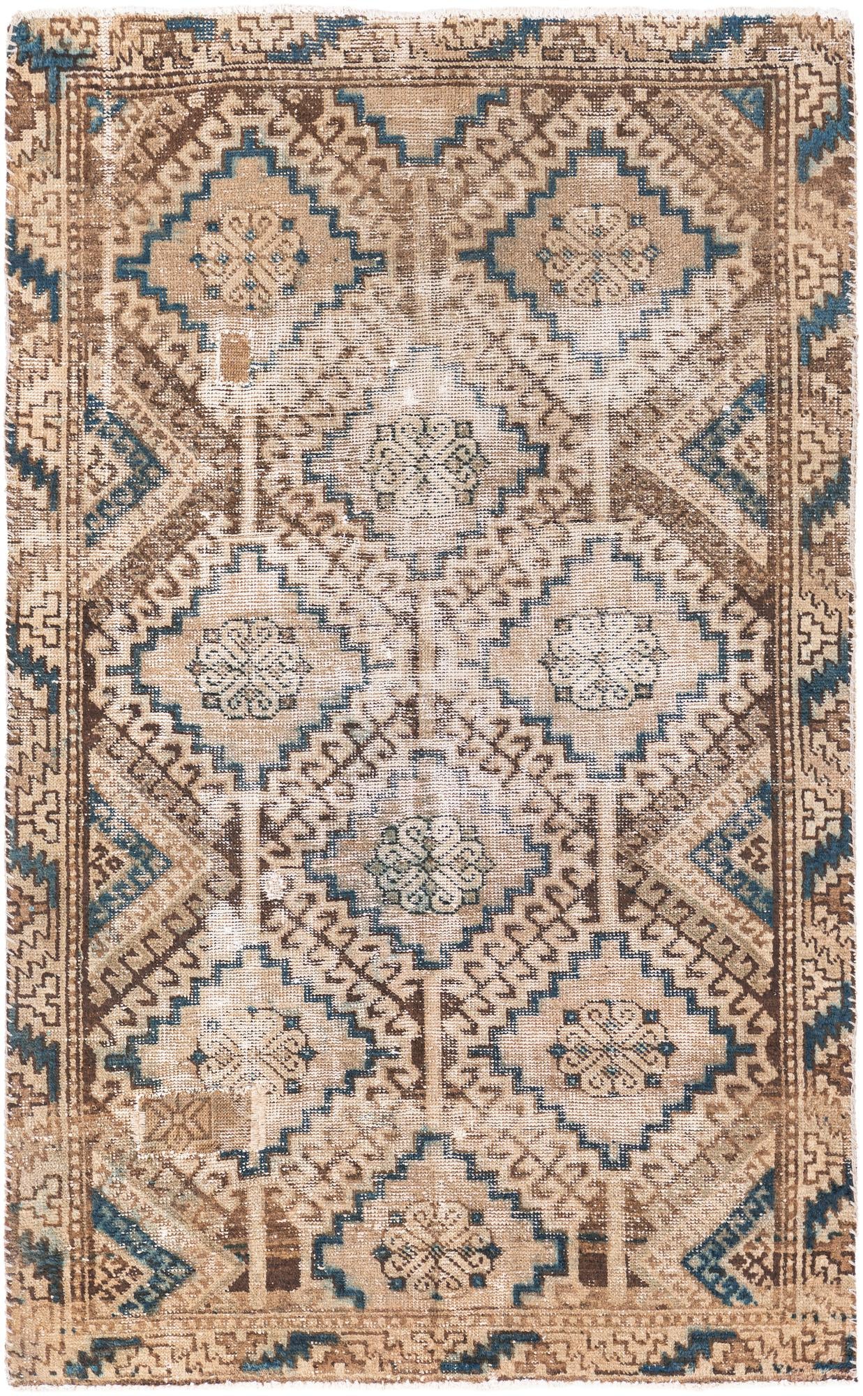 3' 10 x 6' 2 Hand Knotted Ultra Vintage Persian Wool Rug