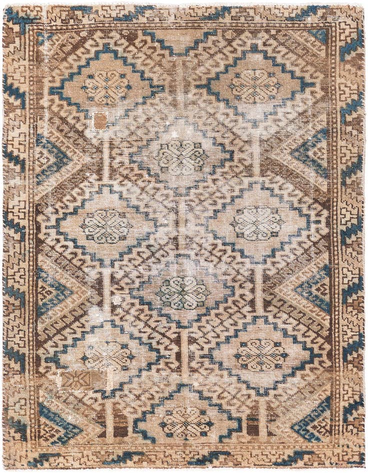 Detail image of 3' 10 x 6' 2 Hand Knotted Ultra Vintage Persian Wool Rug