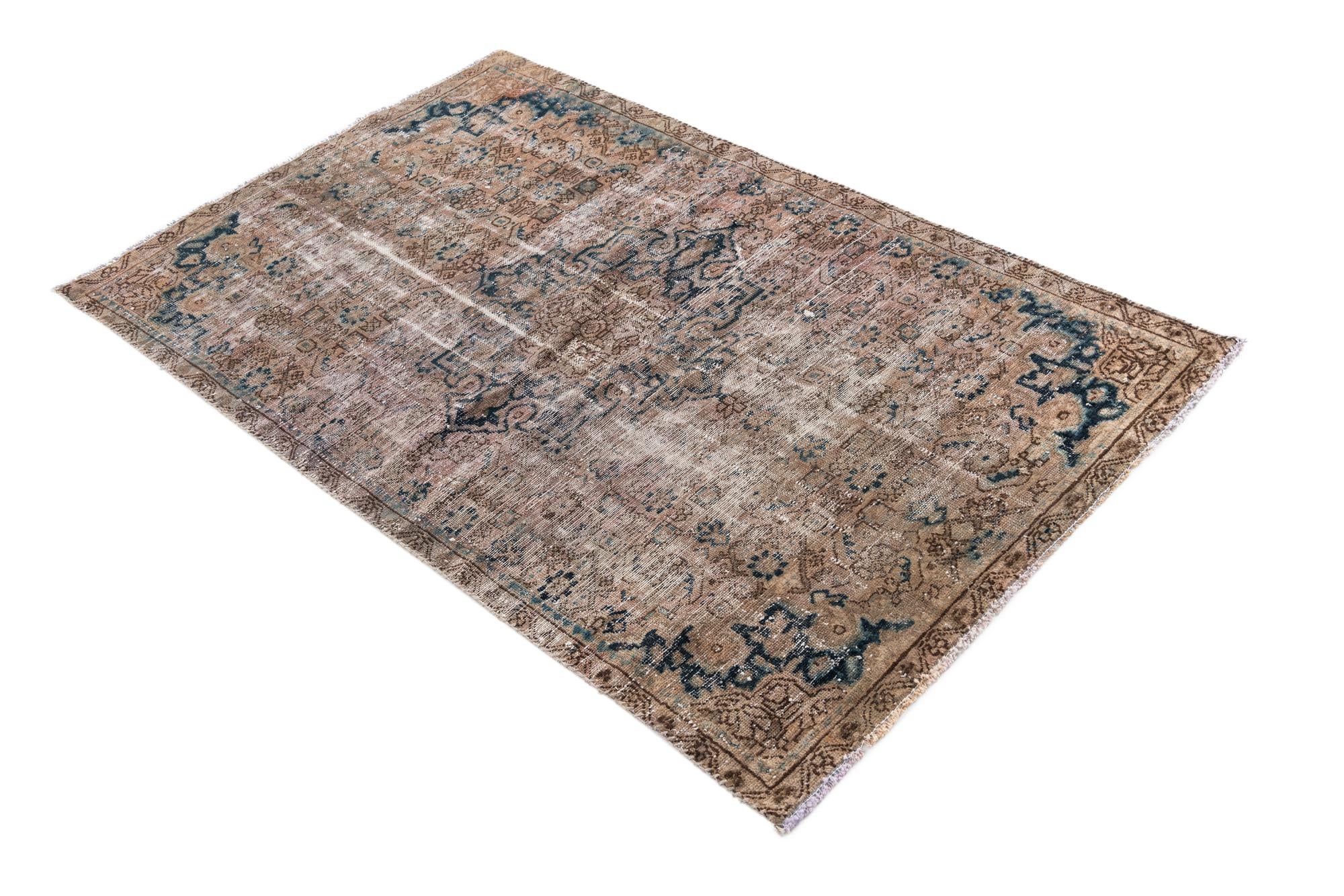 3' 8 x 5' 9 Hand Knotted Ultra Vintage Persian Wool Rug