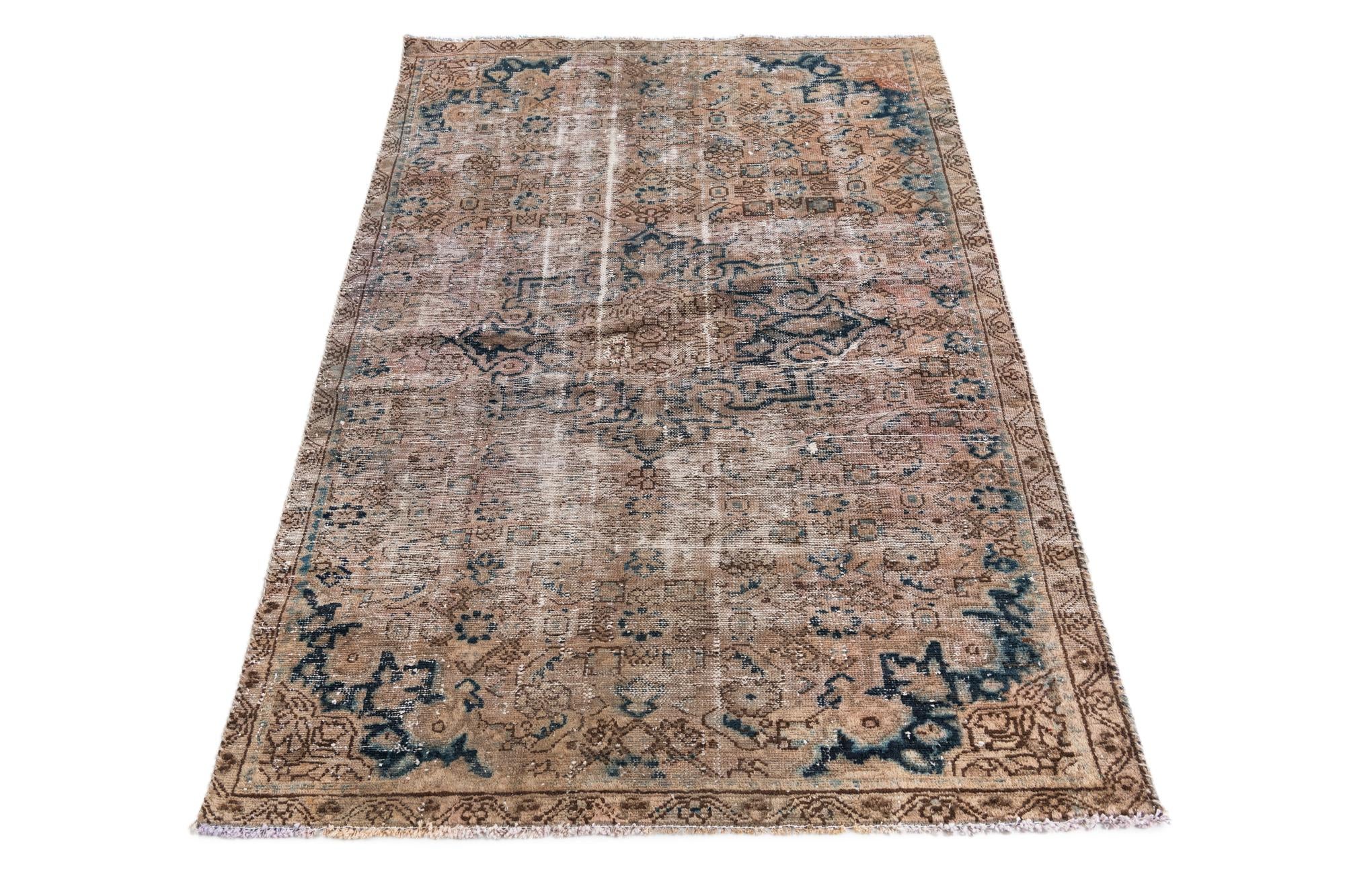 3' 8 x 5' 9 Hand Knotted Ultra Vintage Persian Wool Rug