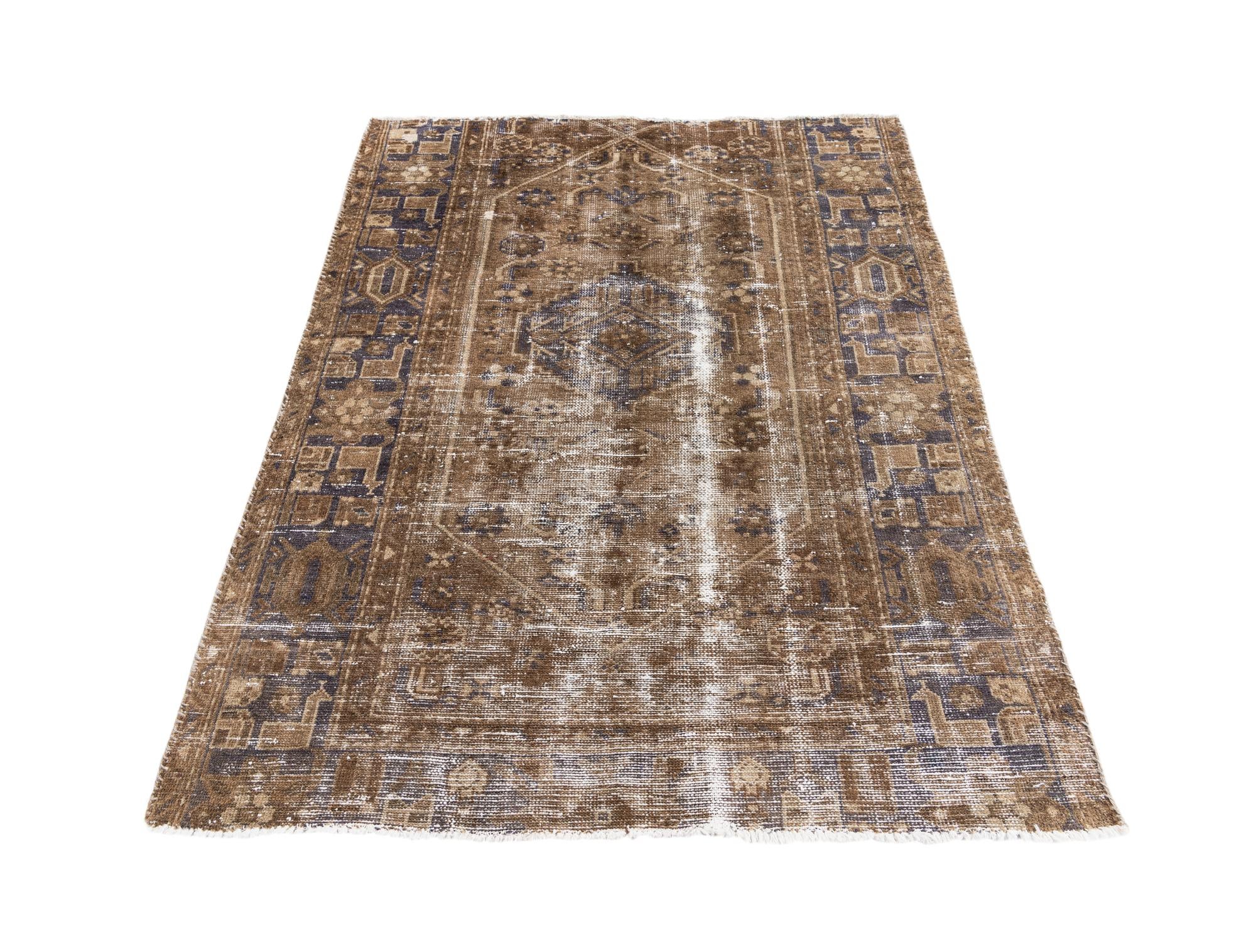4' 2 x 5' 6 Hand Knotted Ultra Vintage Persian Wool Rug
