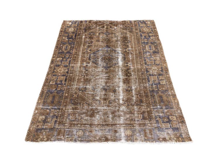 Detail image of 4' 2 x 5' 6 Hand Knotted Ultra Vintage Persian Wool Rug
