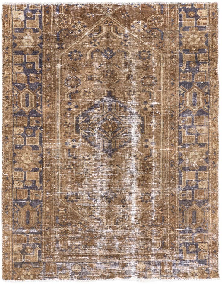 Detail image of 4' 2 x 5' 6 Hand Knotted Ultra Vintage Persian Wool Rug