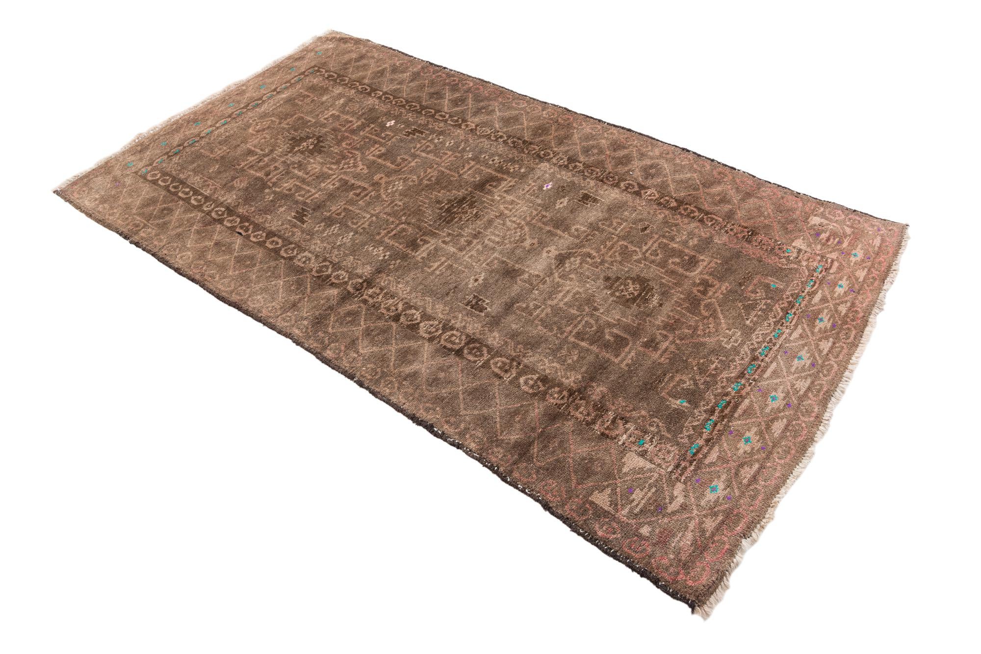 3' 3 x 6' 2 Hand Knotted Ultra Vintage Persian Wool Rug