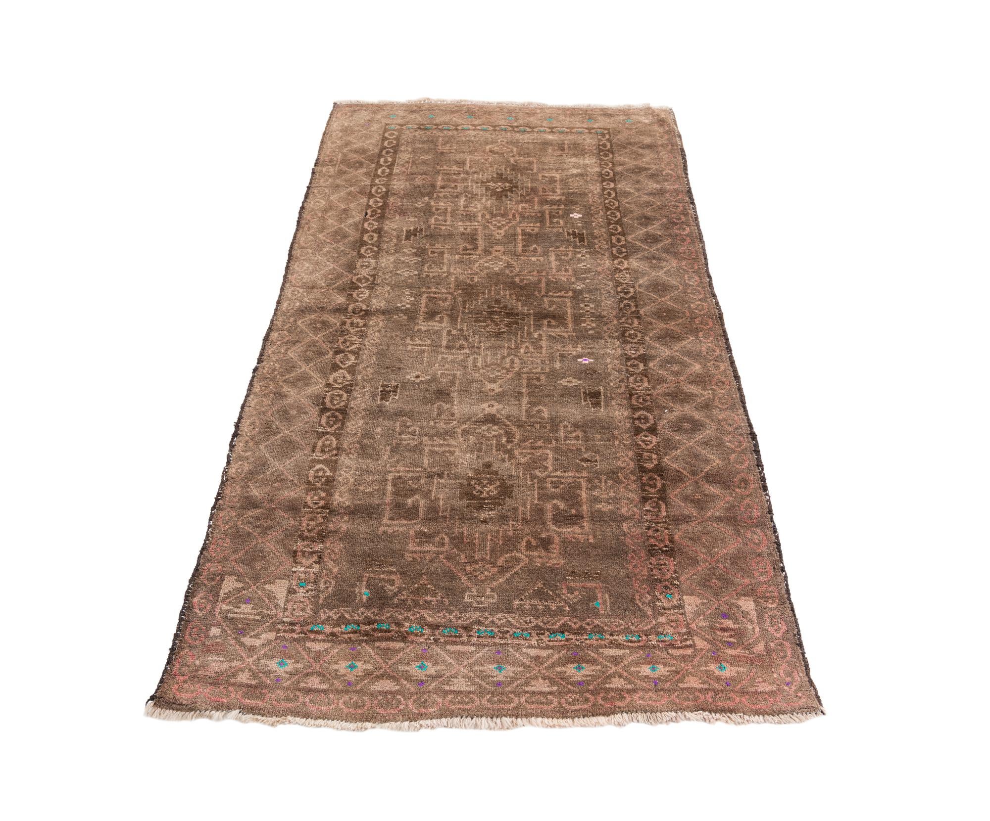 3' 3 x 6' 2 Hand Knotted Ultra Vintage Persian Wool Rug