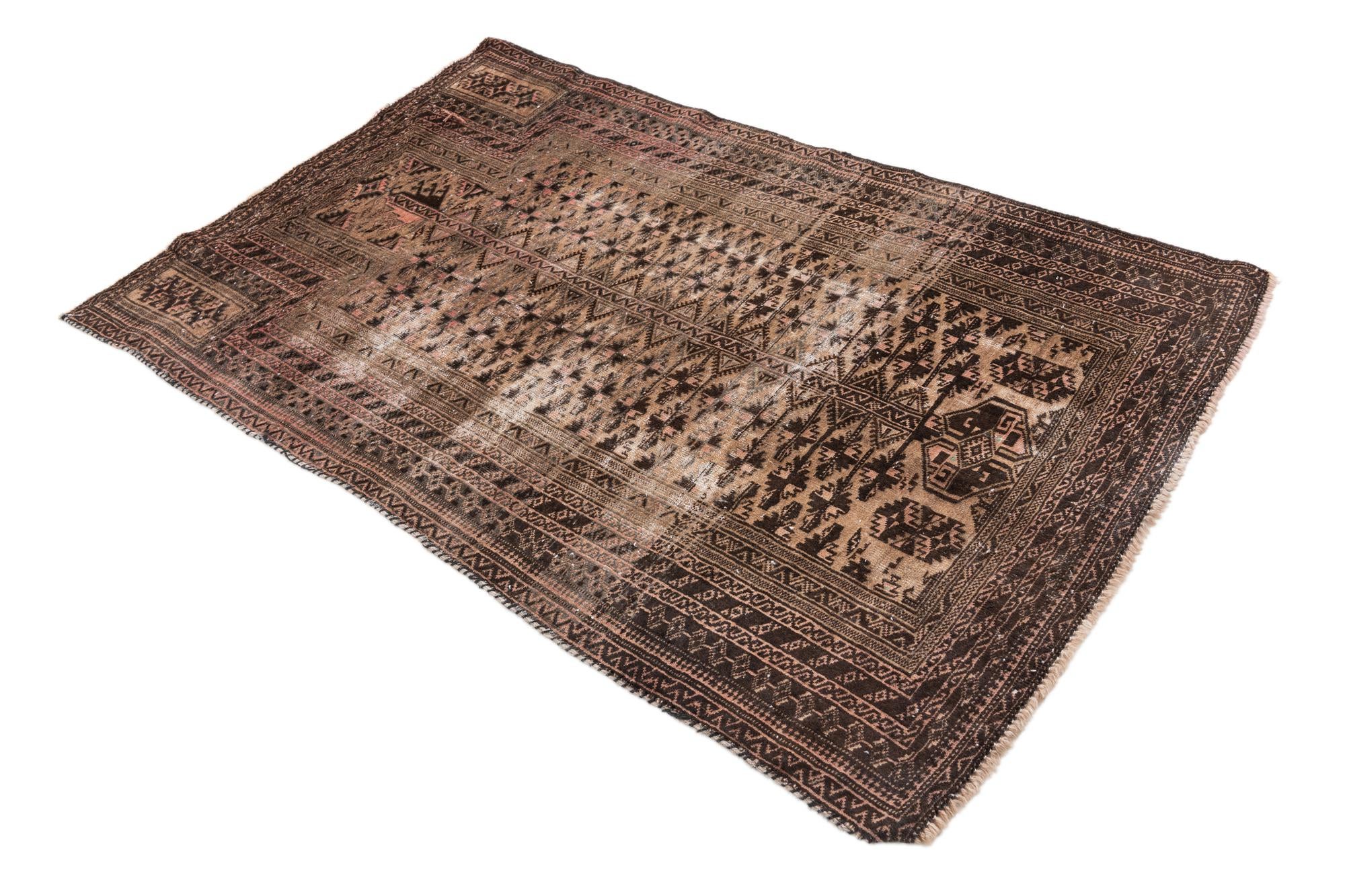 3' 4 x 5' 2 Hand Knotted Ultra Vintage Persian Wool Rug