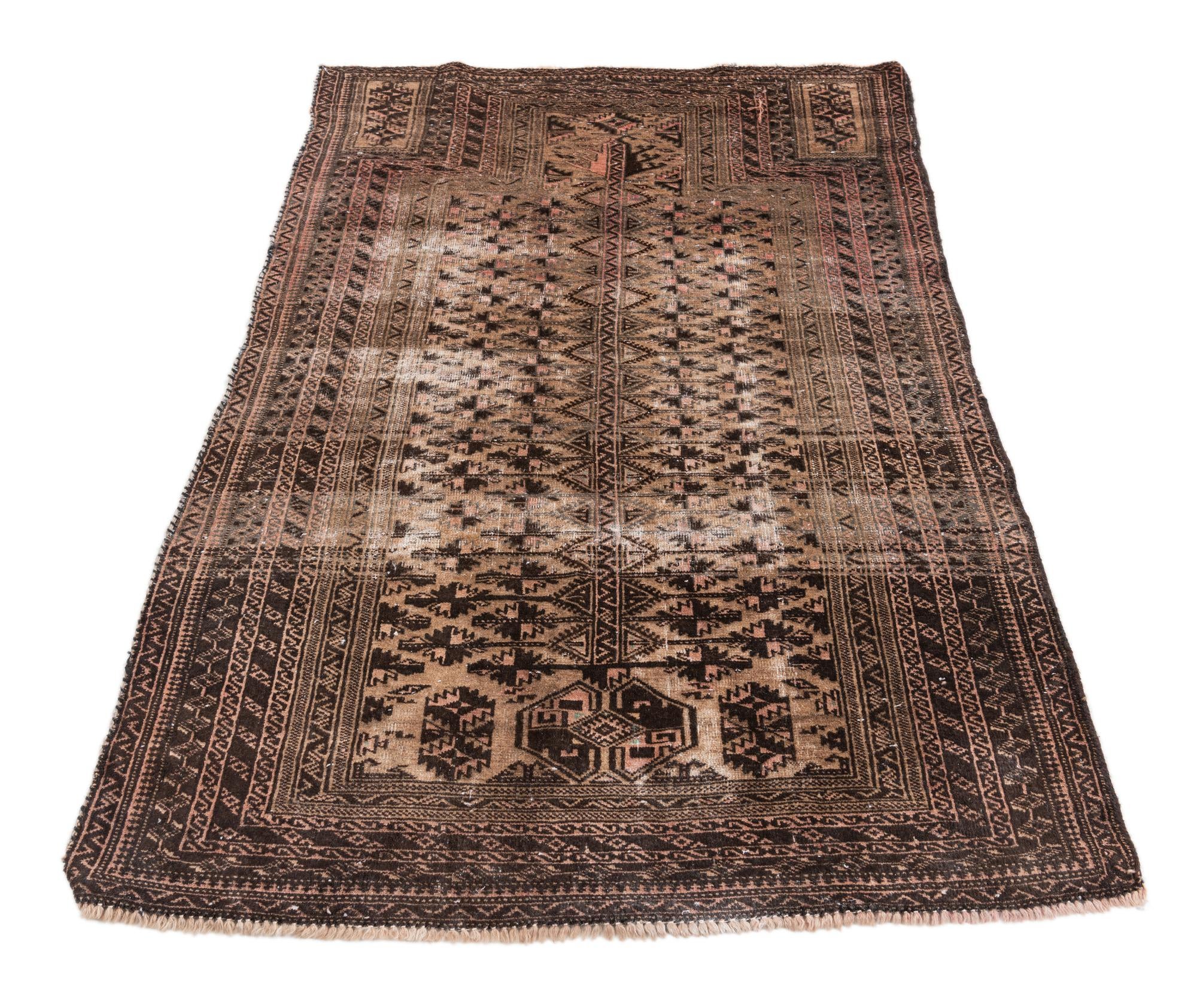 3' 4 x 5' 2 Hand Knotted Ultra Vintage Persian Wool Rug