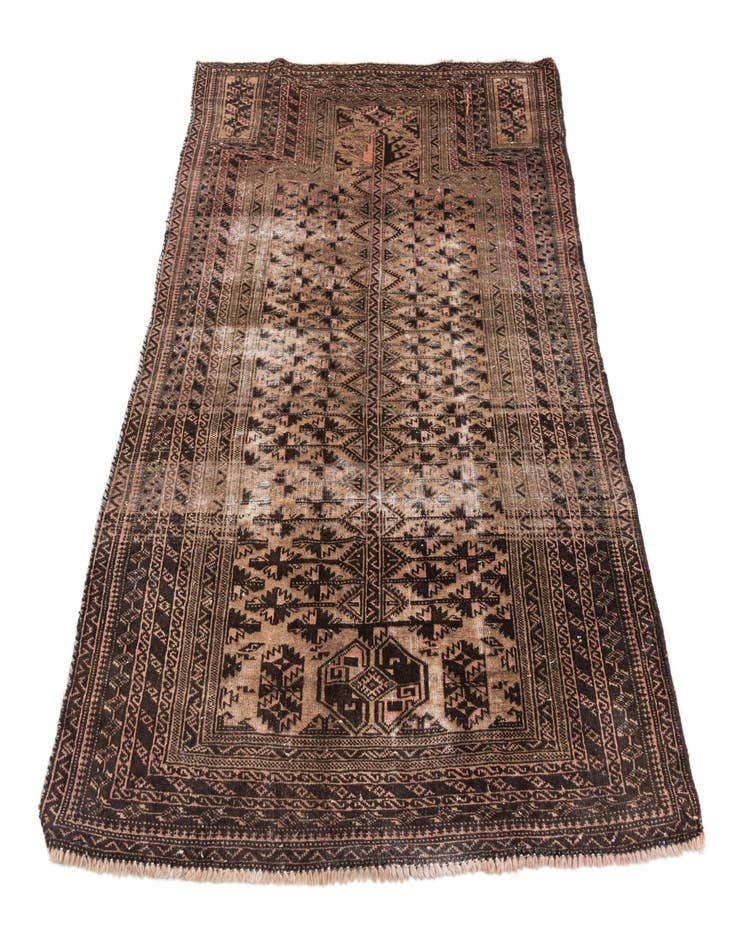 Detail image of 3' 4 x 5' 2  Hand Knotted Ultra Vintage Persian Wool Rug