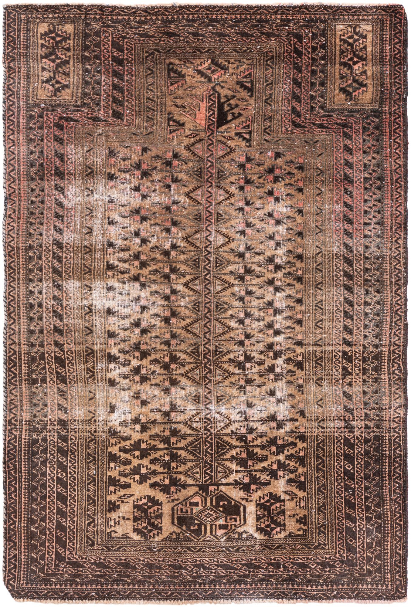 3' 4 x 5' 2 Hand Knotted Ultra Vintage Persian Wool Rug