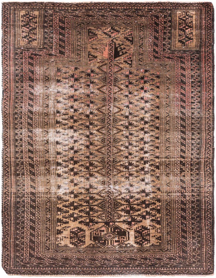 Detail image of 3' 4 x 5' 2 Hand Knotted Ultra Vintage Persian Wool Rug