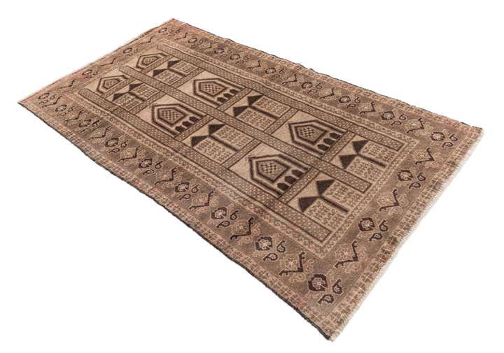 3' 4 x 6' 1 Hand Knotted Ultra Vintage Persian Wool Rug