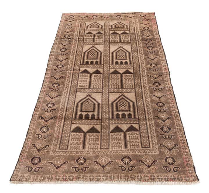 3' 4 x 6' 1 Hand Knotted Ultra Vintage Persian Wool Rug