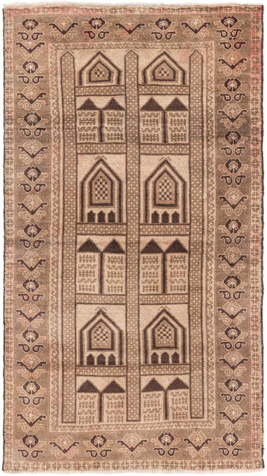 Detail image of 3' 4 x 6' 1 Hand Knotted Ultra Vintage Persian Wool Rug