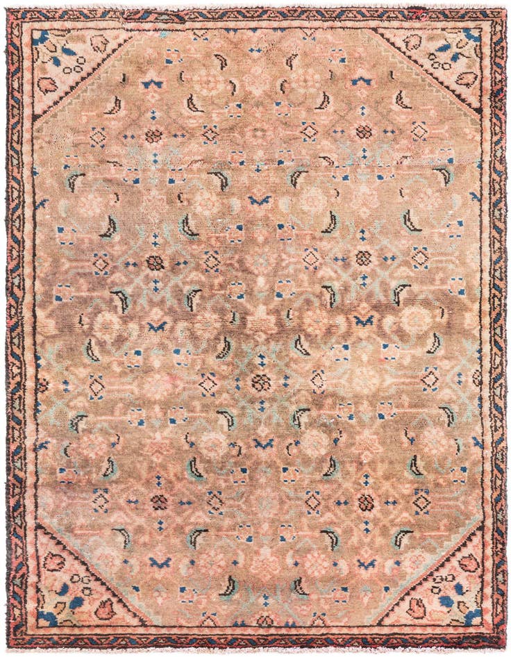 Detail image of 3' 1 x 4' 9 Hand Knotted Ultra Vintage Persian Wool Rug