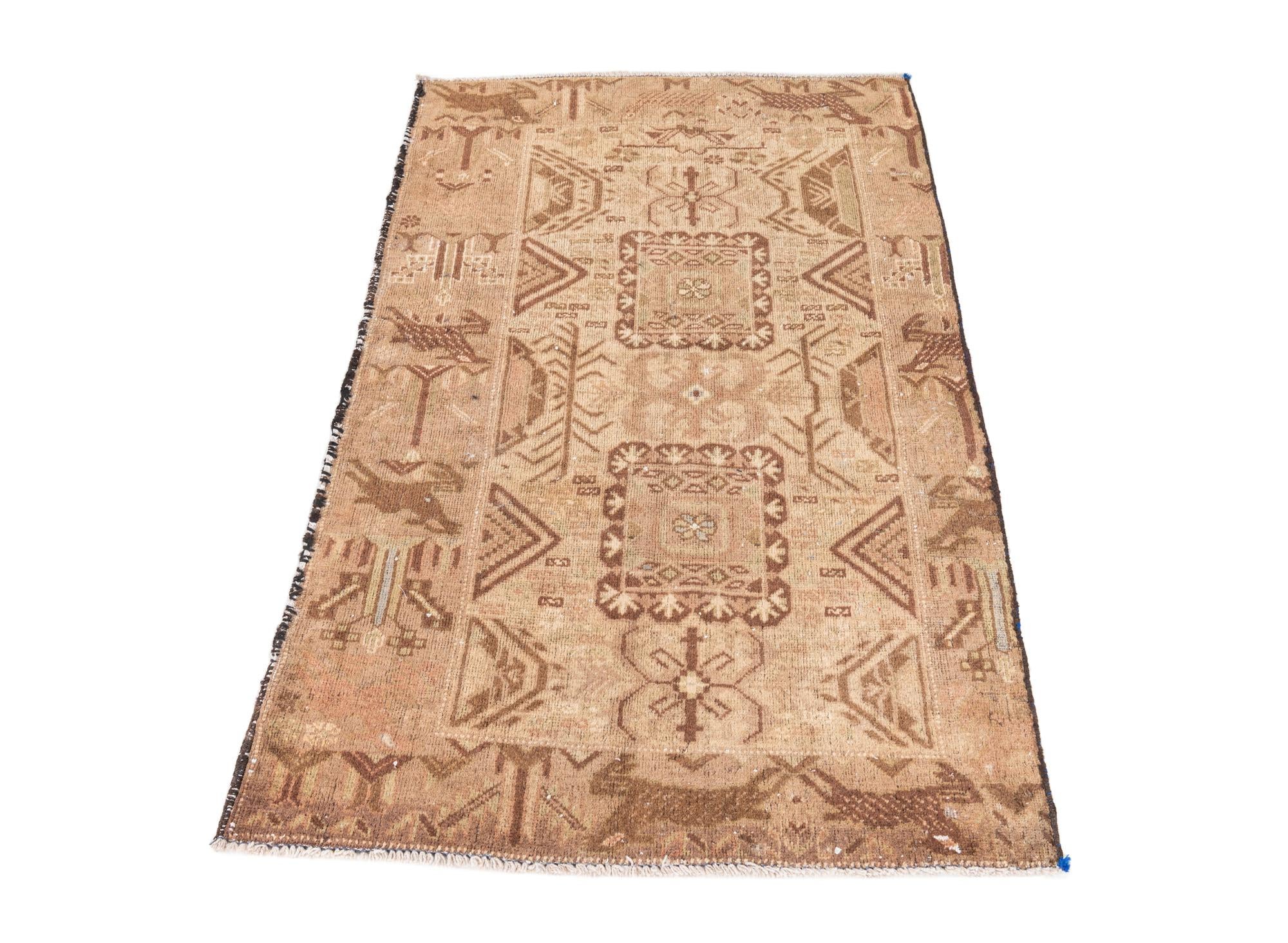 2' 9 x 4' 6 Hand Knotted Ultra Vintage Persian Wool Rug