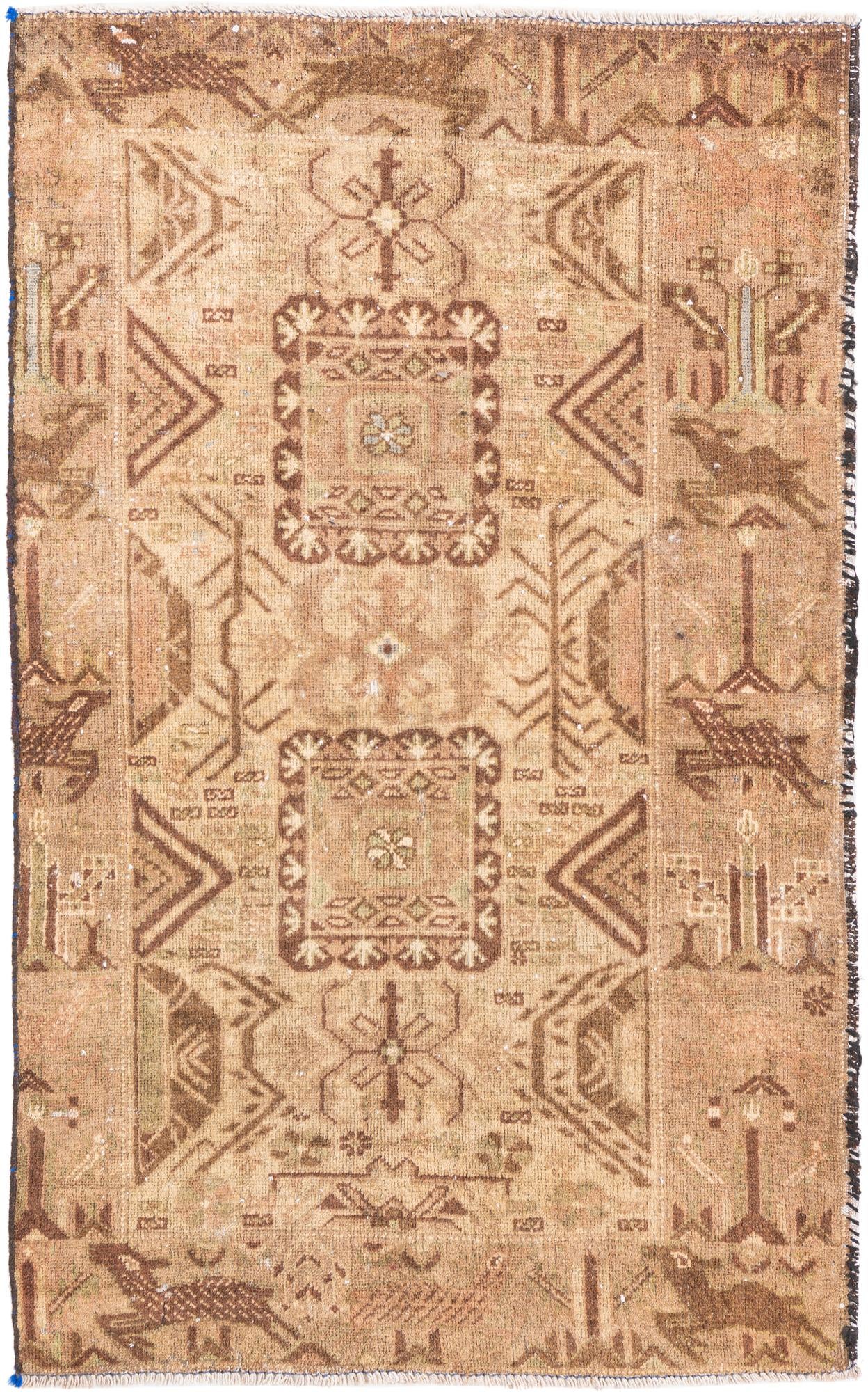 2' 9 x 4' 6 Hand Knotted Ultra Vintage Persian Wool Rug
