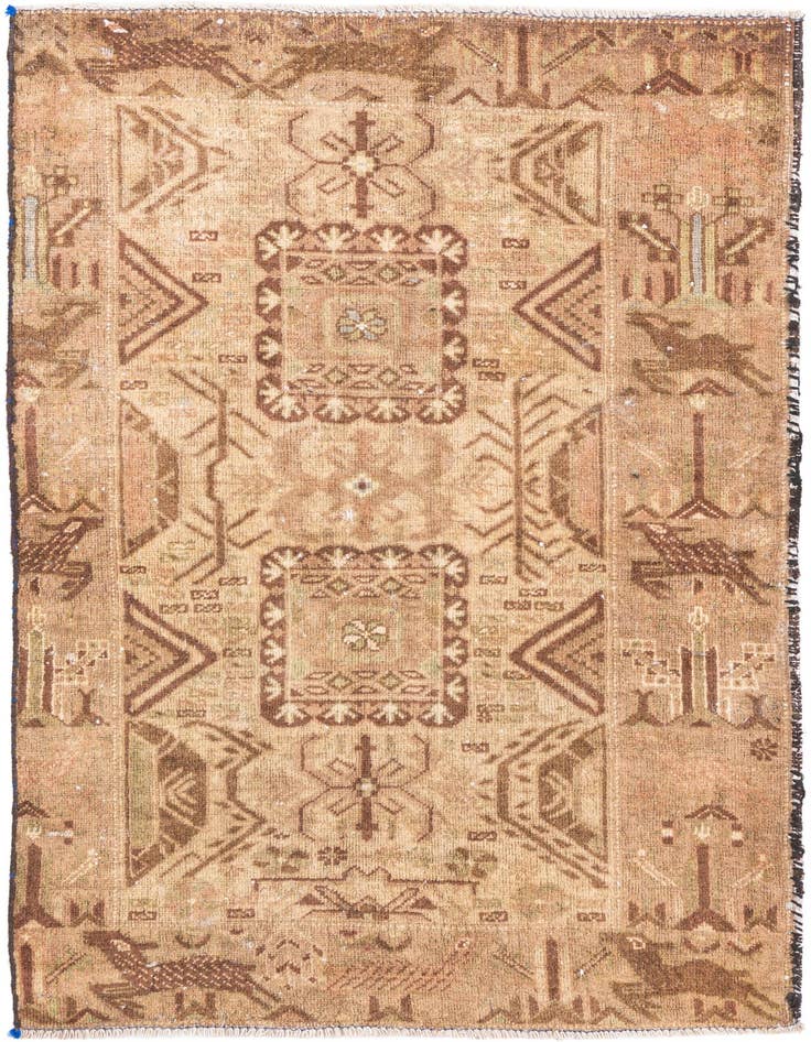 Detail image of 2' 9 x 4' 6 Hand Knotted Ultra Vintage Persian Wool Rug