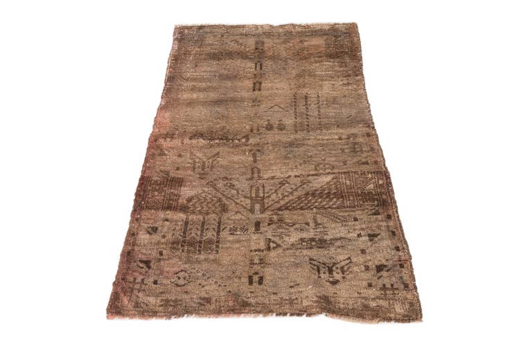 Detail image of 2' 9 x 4' 3 Hand Knotted Ultra Vintage Persian Wool Rug