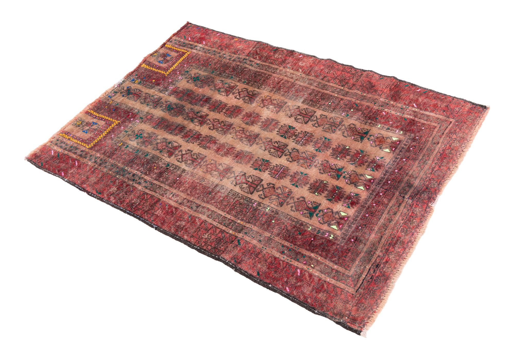 2' 10 x 4' Hand Knotted Ultra Vintage Persian Wool Rug