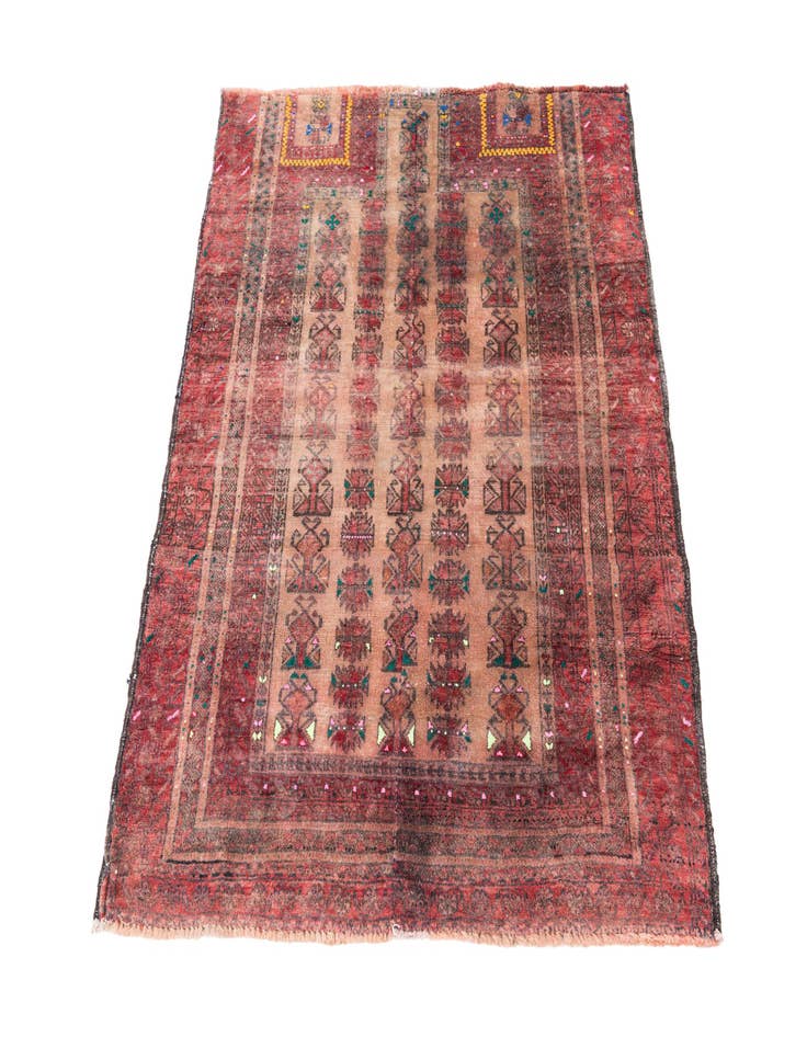 Detail image of 2' 10 x 4'  Hand Knotted Ultra Vintage Persian Wool Rug