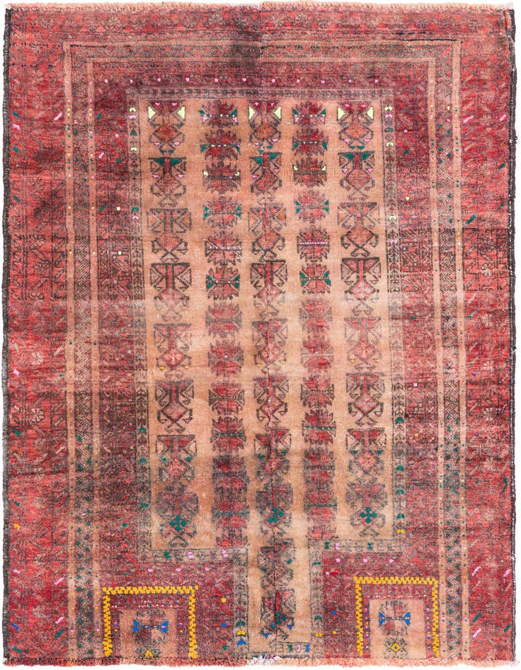 Detail image of 2' 10 x 4' Hand Knotted Ultra Vintage Persian Wool Rug
