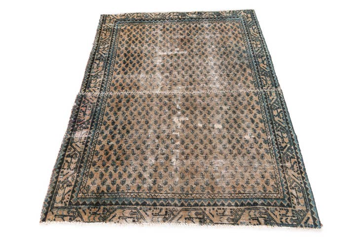 Detail image of 4' 2 x 5' 5 Hand Knotted Ultra Vintage Persian Wool Rug