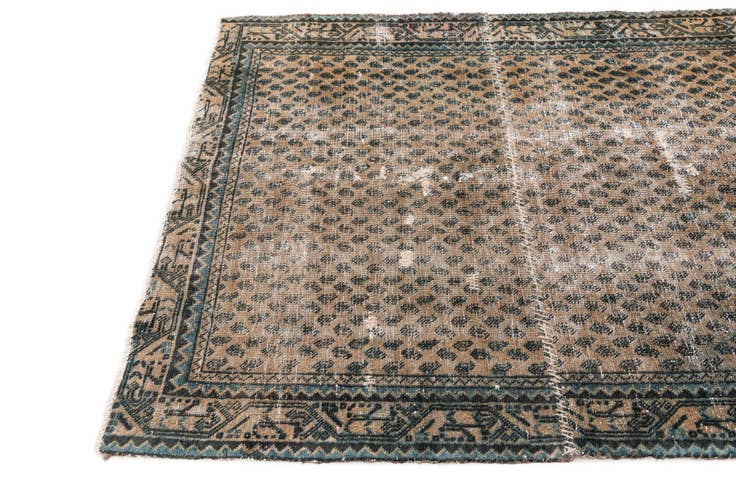 Detail image of 4' 2 x 5' 5 Hand Knotted Ultra Vintage Persian Wool Rug