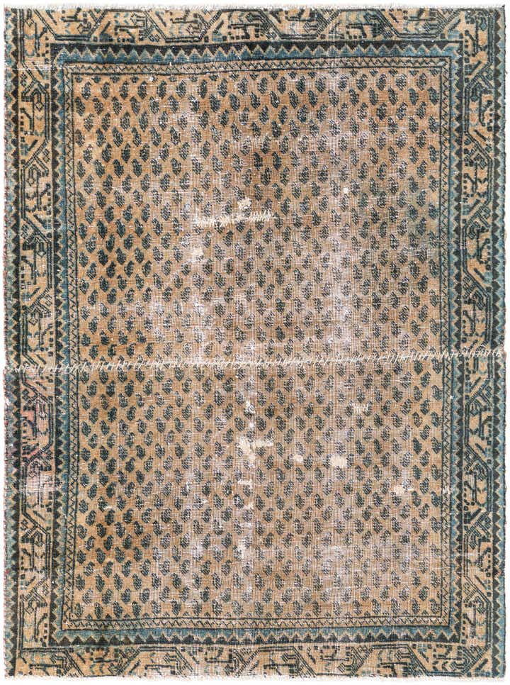 4' 2 x 5' 5 Hand Knotted Ultra Vintage Persian Wool Rug