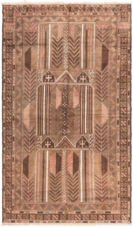Detail image of 3' 7 x 6' 3 Hand Knotted Ultra Vintage Persian Wool Rug
