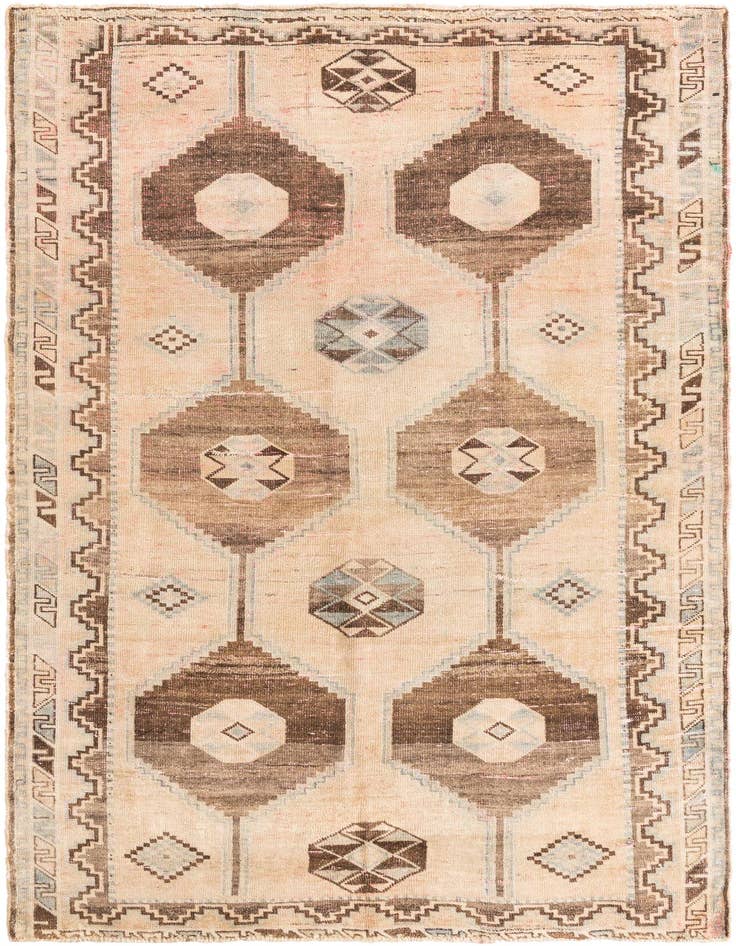 Detail image of 5' 6 x 9' 2 Hand Knotted Ultra Vintage Persian Wool Rug