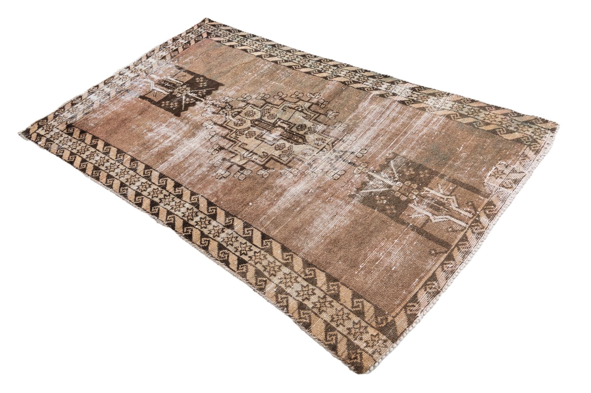 3' 9 x 6' Hand Knotted Ultra Vintage Persian Wool Rug