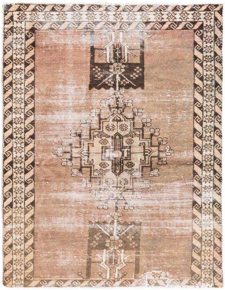 Detail image of 3' 9 x 6' Hand Knotted Ultra Vintage Persian Wool Rug