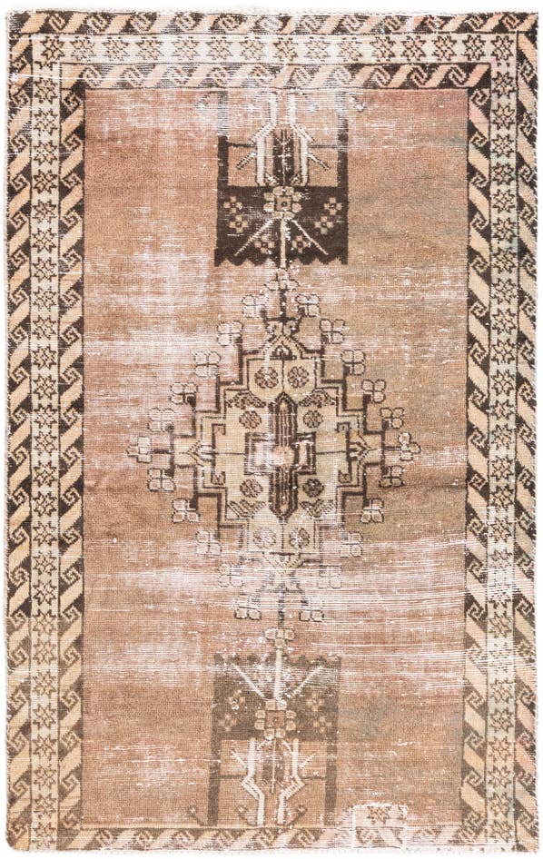 Detail image of 3' 9 x 6' Hand Knotted Ultra Vintage Persian Wool Rug
