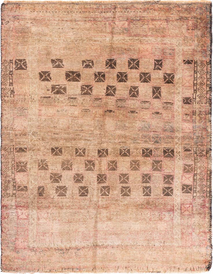 Detail image of 3' 10 x 5' 10 Hand Knotted Ultra Vintage Persian Wool Rug