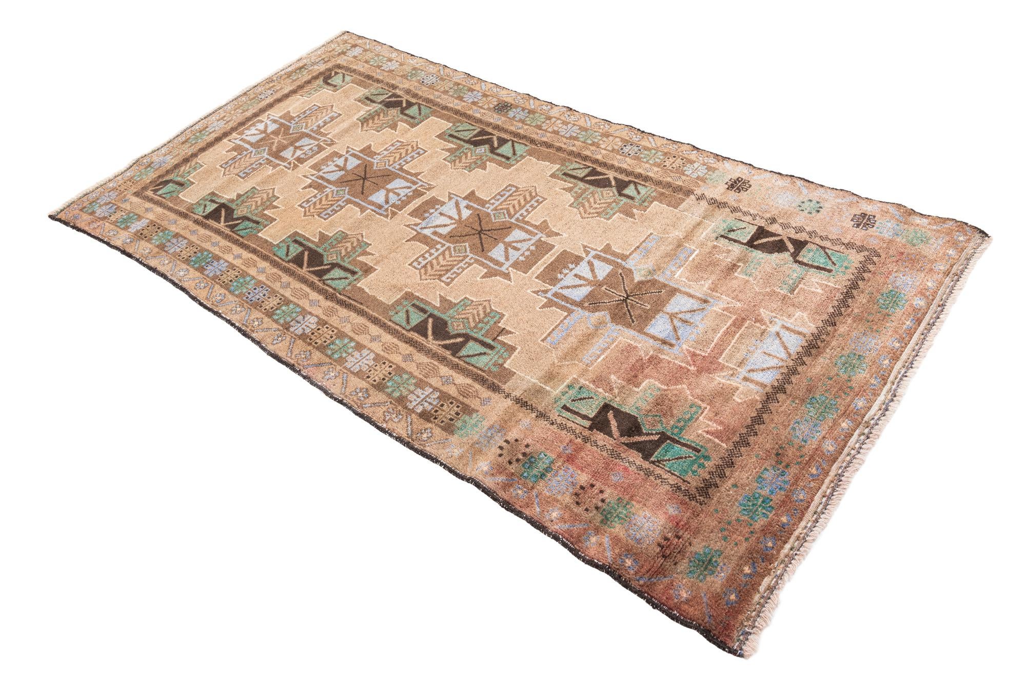3' 4 x 6' 6 Hand Knotted Ultra Vintage Persian Wool Rug