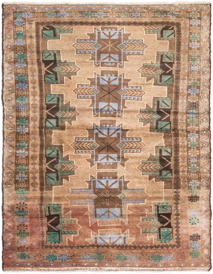 Detail image of 3' 4 x 6' 6 Hand Knotted Ultra Vintage Persian Wool Rug