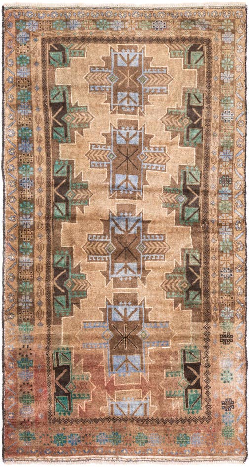 Detail image of 3' 4 x 6' 6 Hand Knotted Ultra Vintage Persian Wool Rug