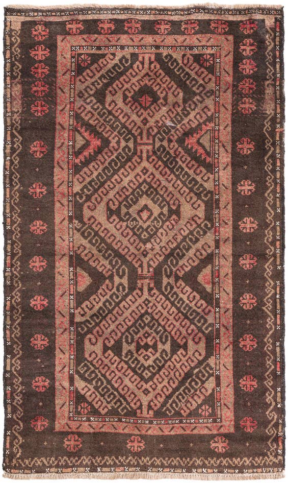 Detail image of 3' 6 x 6' Hand Knotted Ultra Vintage Persian Wool Rug