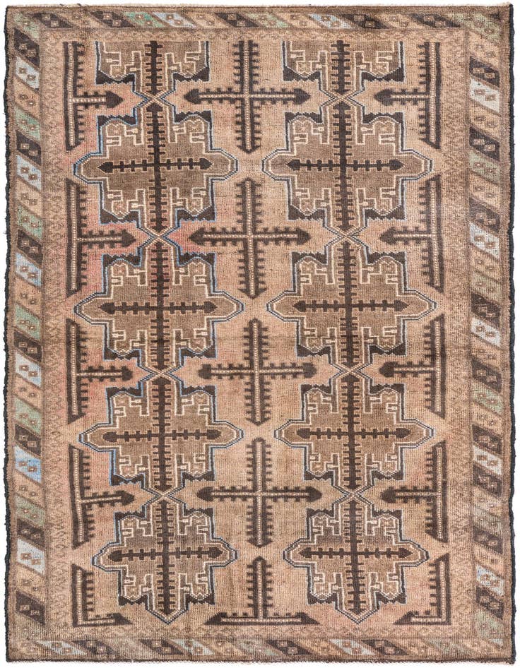 Detail image of 3' 6 x 6' 2 Hand Knotted Ultra Vintage Persian Wool Rug